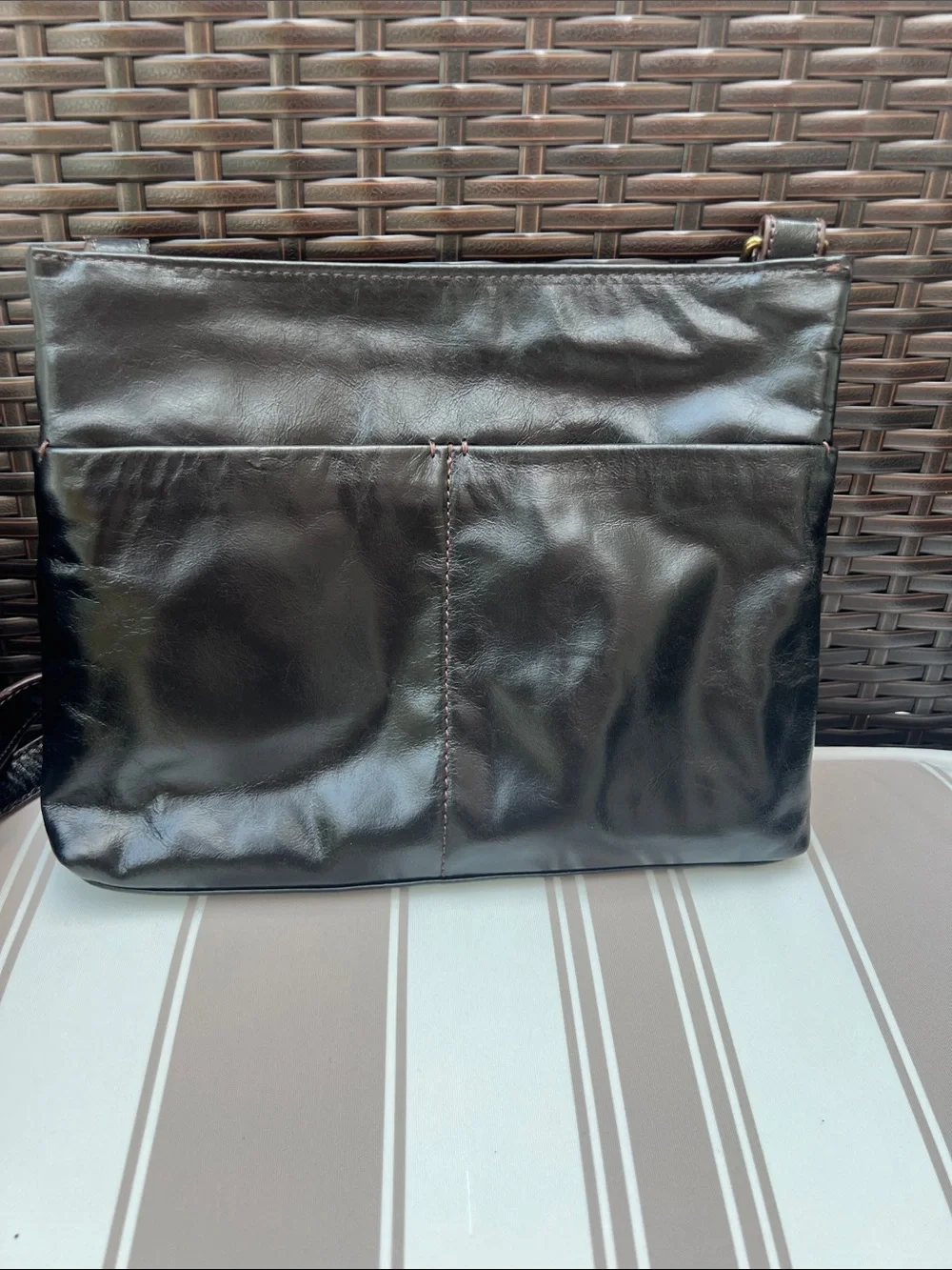 Marisol Black Leather Zip-Front Crossbody Bag